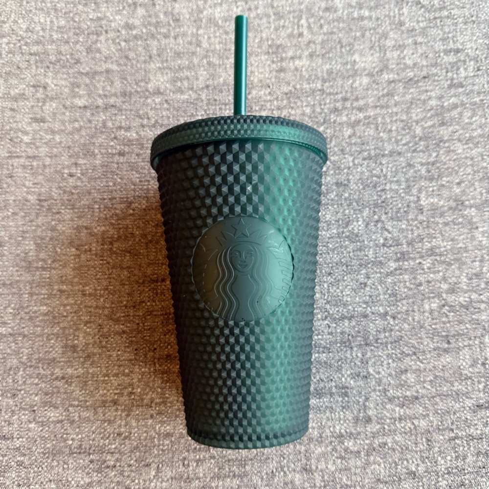 STARBUCKS Matte Dark Green Studded Tumbler